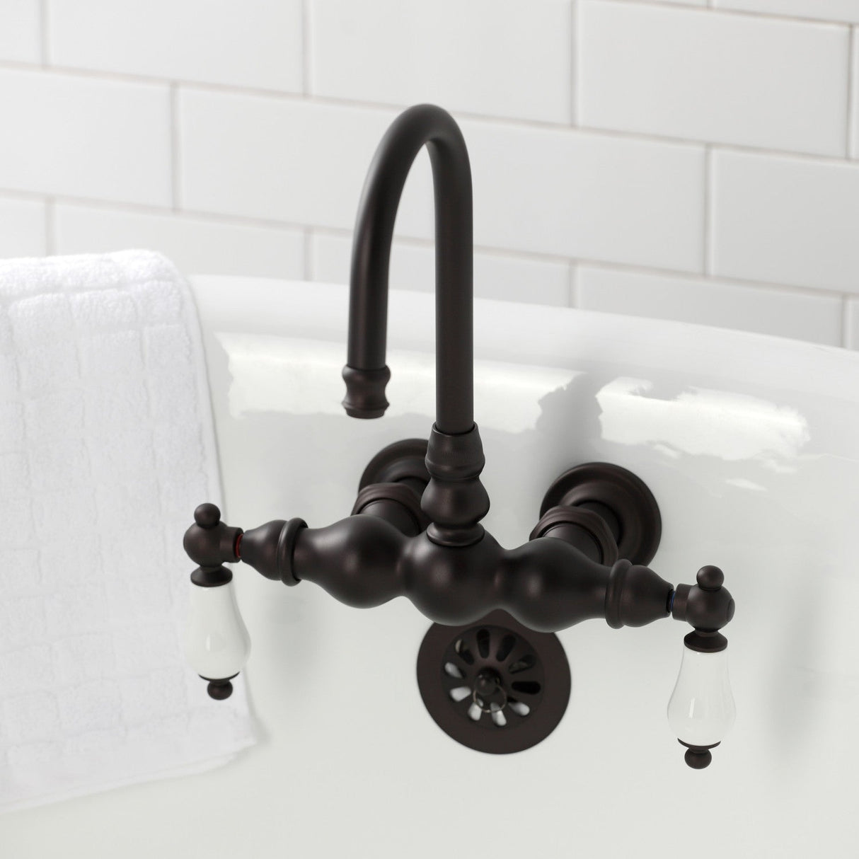 Vintage CA5T5 Two-Handle 2-Hole Wall Mount Clawfoot Tub Faucet, Oil Rubbed Bronze