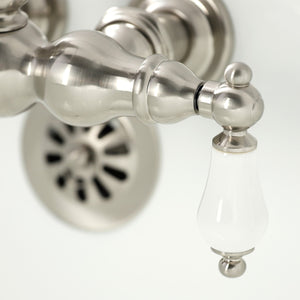 Vintage CA5T8 Two-Handle 2-Hole Wall Mount Clawfoot Tub Faucet, Brushed Nickel