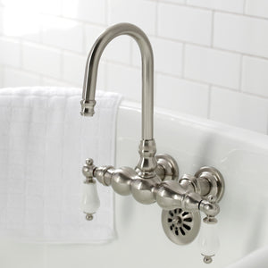 Vintage CA5T8 Two-Handle 2-Hole Wall Mount Clawfoot Tub Faucet, Brushed Nickel