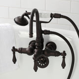 Vintage CA7T5 Three-Handle 2-Hole Wall Mount Clawfoot Tub Faucet with Hand Shower, Oil Rubbed Bronze