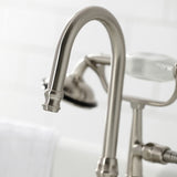 Vintage CA7T8 Three-Handle 2-Hole Wall Mount Clawfoot Tub Faucet with Hand Shower, Brushed Nickel