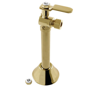 Whitaker CA8320PB 1/2-Inch Sweat x 3/8-Inch OD Comp Quarter-Turn Angle Stop Valve with 5-Inch Extension and Flange, Polished Brass