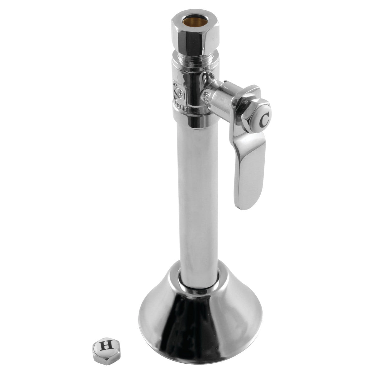 Whitaker CA8325CP 1/2-Inch Sweat x 3/8-Inch OD Comp Quarter-Turn Straight Stop Valve with 5-Inch Extension and Flange, Polished Chrome