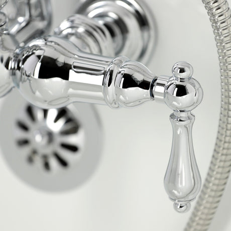Vintage CA8T1 Three-Handle 2-Hole Wall Mount Clawfoot Tub Faucet with Hand Shower, Polished Chrome