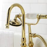 Vintage CA9T2 Three-Handle 2-Hole Wall Mount Clawfoot Tub Faucet with Hand Shower, Polished Brass