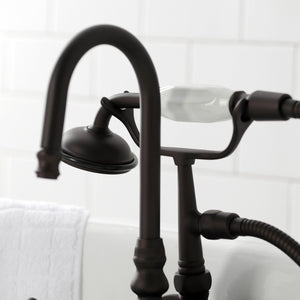 Vintage CA9T5 Three-Handle 2-Hole Wall Mount Clawfoot Tub Faucet with Hand Shower, Oil Rubbed Bronze