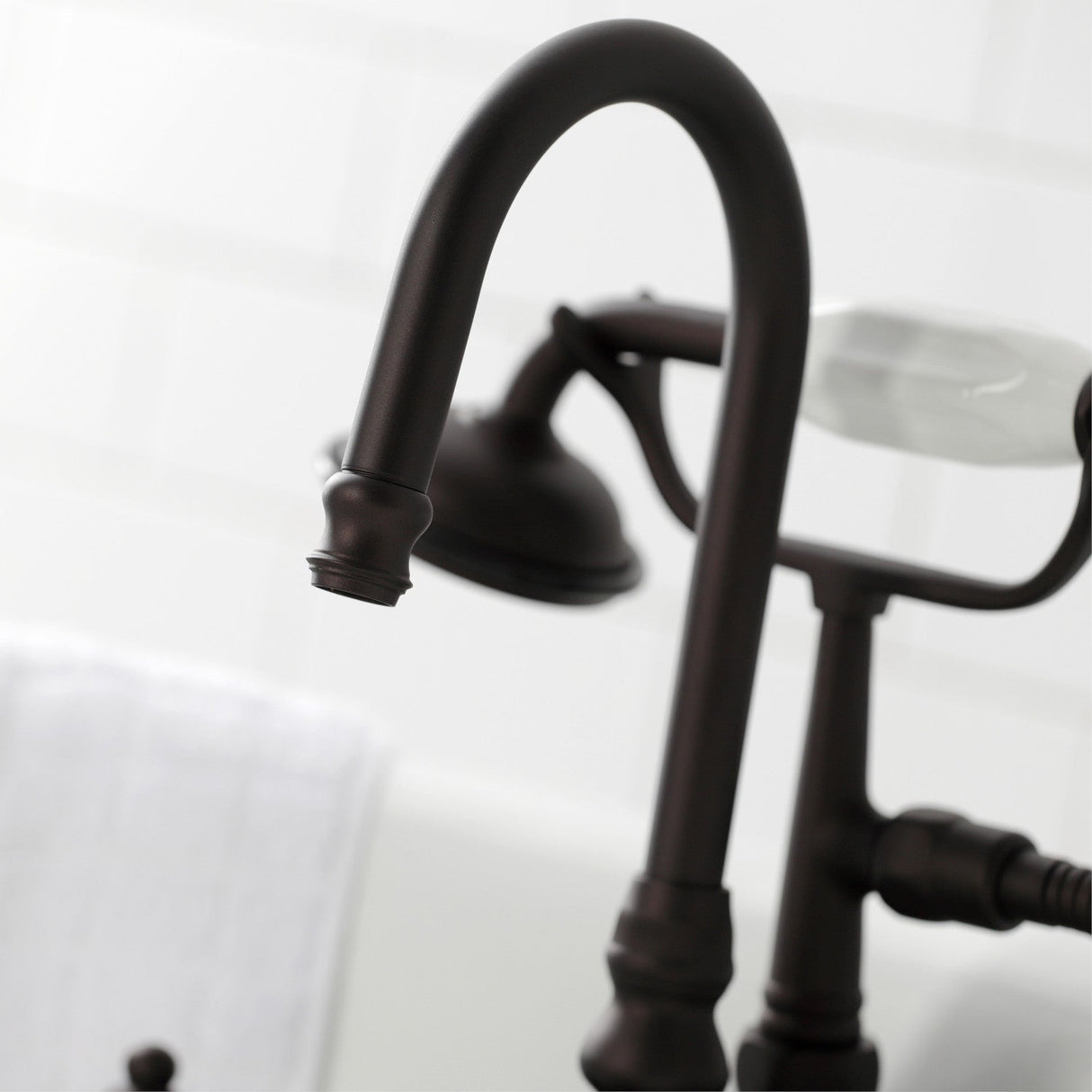 Vintage CA9T5 Three-Handle 2-Hole Wall Mount Clawfoot Tub Faucet with Hand Shower, Oil Rubbed Bronze