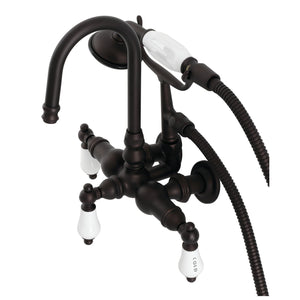 Vintage CA9T5 Three-Handle 2-Hole Wall Mount Clawfoot Tub Faucet with Hand Shower, Oil Rubbed Bronze