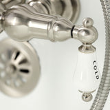 Vintage CA9T8 Three-Handle 2-Hole Wall Mount Clawfoot Tub Faucet with Hand Shower, Brushed Nickel