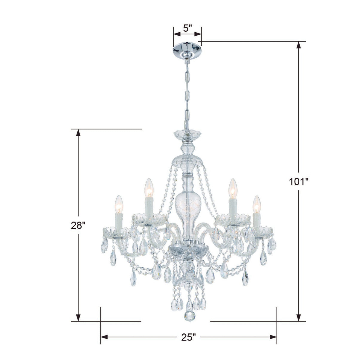 Candace 5 Light Polished Chrome Chandelier CAN-A1305-CH-CL-MWP