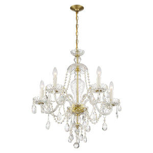 Candace 5 Light Spectra Crystal Polished Brass Chandelier CAN-A1305-PB-CL-SAQ