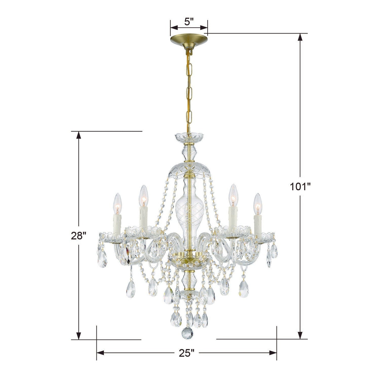 Candace 5 Light Polished Chrome Chandelier CAN-A1305-CH-CL-MWP