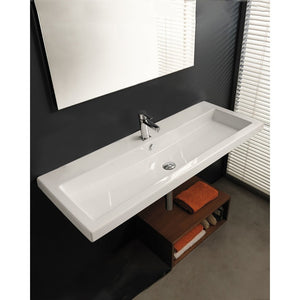 Rectangular White Ceramic Wall Mounted or Drop In Sink