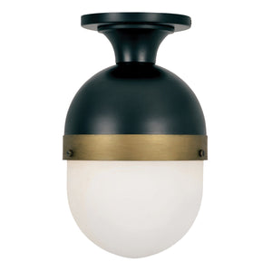 Brian Patrick Flynn for Crystorama Capsule 1 Light Matte Black + Textured Gold Outdoor Semi Flush Mount CAP-8500-MK-TG