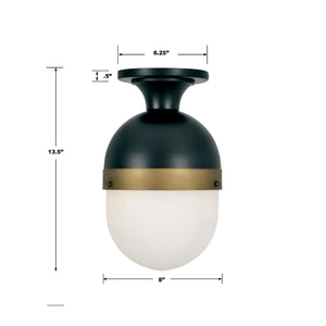 Brian Patrick Flynn for Crystorama Capsule 1 Light Matte Black + Textured Gold Outdoor Semi Flush Mount CAP-8500-MK-TG