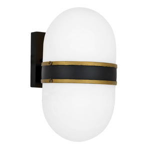 Brian Patrick Flynn for Crystorama Capsule 1 Light Matte Black + Textured Gold Outdoor Sconce CAP-8501-MK-TG
