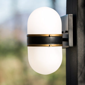 Brian Patrick Flynn for Crystorama Capsule 1 Light Matte Black + Textured Gold Outdoor Sconce CAP-8501-MK-TG