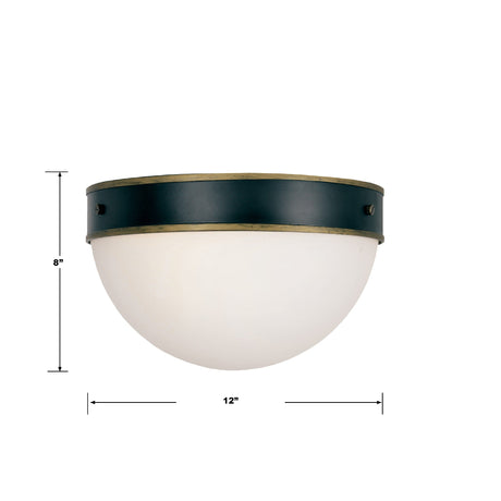 Brian Patrick Flynn for Crystorama Capsule 2 Light Matte Black + Textured Gold Outdoor Flush Mount CAP-8503-MK-TG