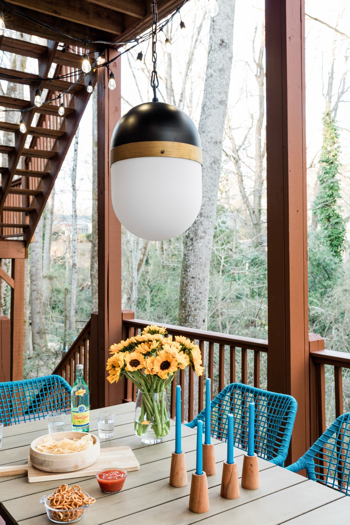 Brian Patrick Flynn for Crystorama Capsule 3 Light Matte Black + Textured Gold Outdoor Pendant CAP-8506-MK-TG