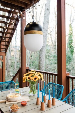 Brian Patrick Flynn for Crystorama Capsule 3 Light Matte Black + Textured Gold Outdoor Pendant CAP-8506-MK-TG