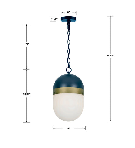 Brian Patrick Flynn for Crystorama Capsule 1 Light Matte Black + Textured Gold Outdoor Pendant CAP-8507-MK-TG