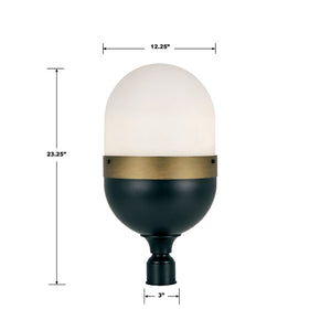 Brian Patrick Flynn for Crystorama Capsule 3 Light Matte Black + Textured Gold Outdoor Post CAP-8509-MK-TG