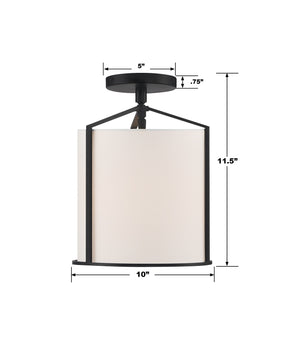 Carlyn 1 Light Black Semi Flush Mount CAR-9201-BK_CEILING