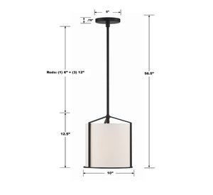 Carlyn 1 Light Black Mini Pendant CAR-9201-BK