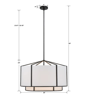 Carlyn 6 Light Black Chandelier CAR-9209-BK