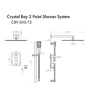 ZLINE Crystal Bay Thermostatic Shower System in Gun Metal (CBY-SHS-T2-GM)