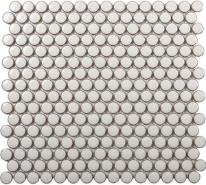 Roca Tile Usa Inc United States Ceramic Tile Cc Mosaics Plus+ Ii Bright Pearl White Penny Round Porcelain Mosaics. Ufcc125-12Mt 1 Sheet = 1 Sq. Ft.
