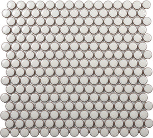 Roca Tile Usa Inc United States Ceramic Tile Cc Mosaics Plus+ Ii Bright Pearl White Penny Round Porcelain Mosaics. Ufcc125-12Mt 1 Sheet = 1 Sq. Ft.