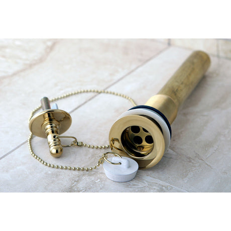 Vintage CC1002 Brass Chain and Plug Bathroom Sink Drain with Overflow, 20 Gauge, Polished Brass