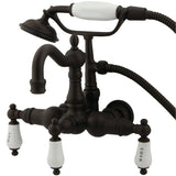 Vintage CC1009T5 Three-Handle 2-Hole Tub Wall Mount Clawfoot Tub Faucet with Hand Shower, Oil Rubbed Bronze