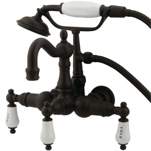 Vintage CC1009T5 Three-Handle 2-Hole Tub Wall Mount Clawfoot Tub Faucet with Hand Shower, Oil Rubbed Bronze