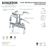 Vintage CC1010T1 Three-Handle 2-Hole Tub Wall Mount Clawfoot Tub Faucet with Hand Shower, Polished Chrome