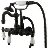Vintage CC1011T5 Three-Handle 2-Hole Tub Wall Mount Clawfoot Tub Faucet with Hand Shower, Oil Rubbed Bronze
