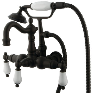 Vintage CC1011T5 Three-Handle 2-Hole Tub Wall Mount Clawfoot Tub Faucet with Hand Shower, Oil Rubbed Bronze
