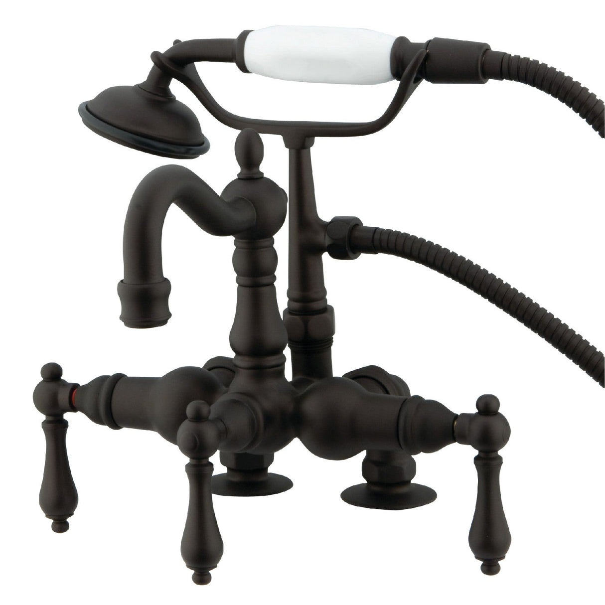 Vintage CC1013T5 Three-Handle 2-Hole Deck Mount Clawfoot Tub Faucet with Hand Shower, Oil Rubbed Bronze