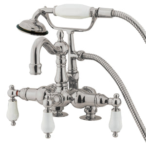 Vintage CC1015T8 Three-Handle 2-Hole Deck Mount Clawfoot Tub Faucet with Hand Shower, Brushed Nickel