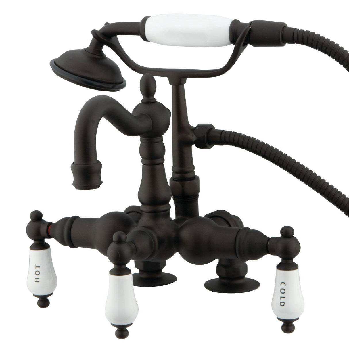 Vintage CC1017T5 Three-Handle 2-Hole Deck Mount Clawfoot Tub Faucet with Hand Shower, Oil Rubbed Bronze