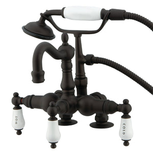 Vintage CC1017T5 Three-Handle 2-Hole Deck Mount Clawfoot Tub Faucet with Hand Shower, Oil Rubbed Bronze