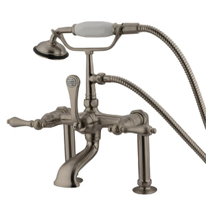 Vintage CC103T8 Three-Handle 2-Hole Deck Mount Clawfoot Tub Faucet with Hand Shower, Brushed Nickel