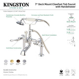Vintage CC104T1 Three-Handle 2-Hole Deck Mount Clawfoot Tub Faucet with Hand Shower, Polished Chrome