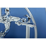 Vintage CC104T1 Three-Handle 2-Hole Deck Mount Clawfoot Tub Faucet with Hand Shower, Polished Chrome