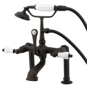Vintage CC105T5 Three-Handle 2-Hole Deck Mount Clawfoot Tub Faucet with Hand Shower, Oil Rubbed Bronze