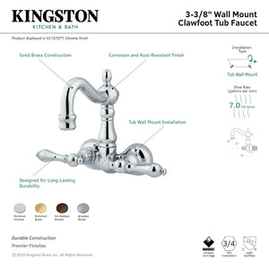 Vintage CC1071T8 Two-Handle 2-Hole Tub Wall Mount Clawfoot Tub Faucet, Brushed Nickel