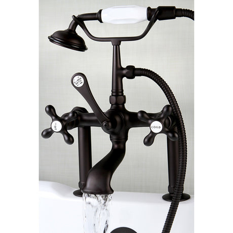 Vintage CC109T5 Three-Handle 2-Hole Deck Mount Clawfoot Tub Faucet with Hand Shower, Oil Rubbed Bronze