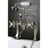 Vintage CC109T8 Three-Handle 2-Hole Deck Mount Clawfoot Tub Faucet with Hand Shower, Brushed Nickel