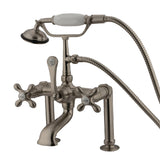 Vintage CC109T8 Three-Handle 2-Hole Deck Mount Clawfoot Tub Faucet with Hand Shower, Brushed Nickel